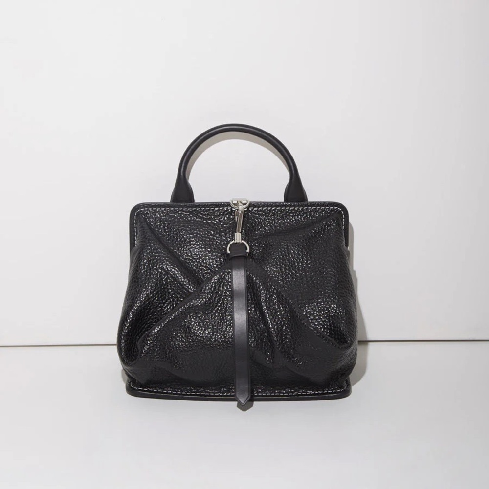 Alexander Wang Opanca satchel in black pebbled leather with silver-tone hardware
